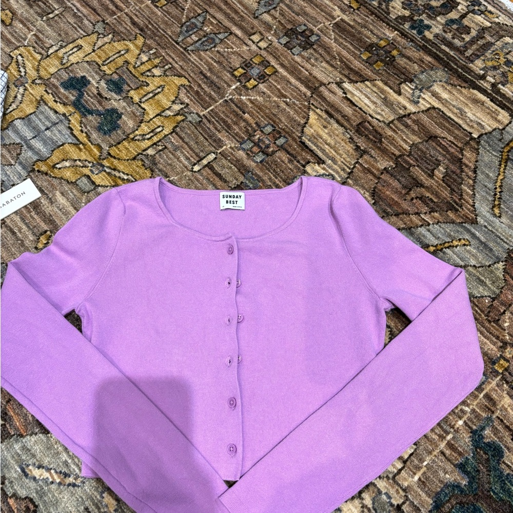 Sunday Best Lavender Cropped Cardigan